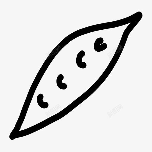 豆荚手绘叶子图标svg_新图网 https://ixintu.com 叶子 手绘 手绘物品 蔬菜 豆荚