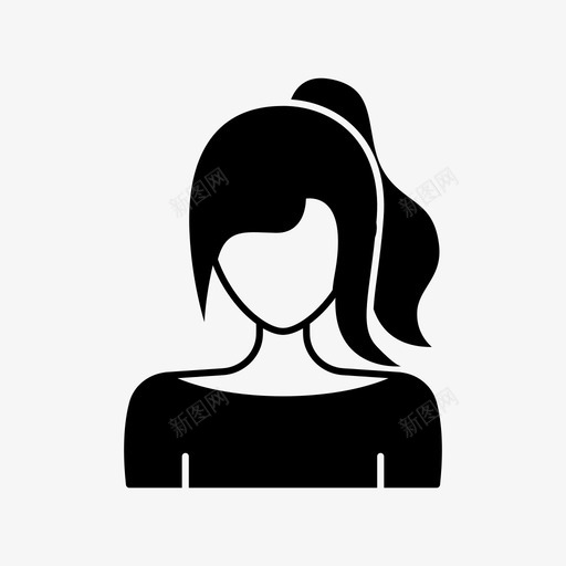 马尾辫头像无脸图标svg_新图网 https://ixintu.com 侧面 化身女人 头像 头发 女人 无脸 无脸人 马尾辫
