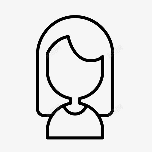 女孩发型长发图标svg_新图网 https://ixintu.com 发型 女孩 脸08 长发