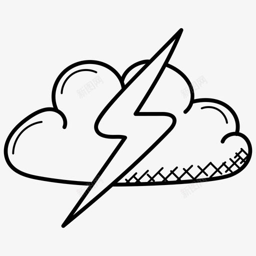 雷雨坏天气闪电云图标svg_新图网 https://ixintu.com 坏天气 天气涂鸦图标 恶劣天气 闪电云 雷雨