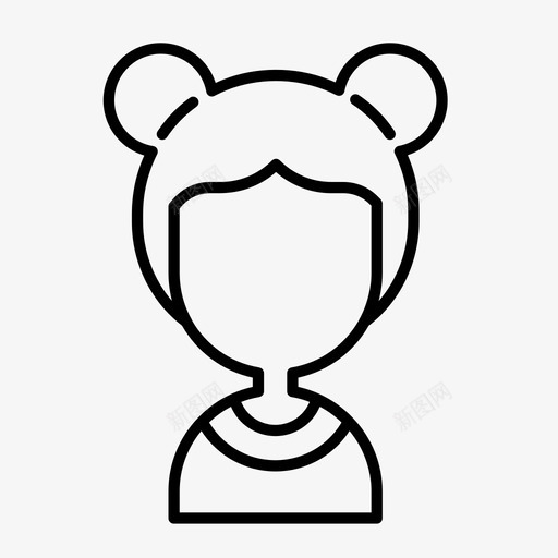 女孩发髻发型图标svg_新图网 https://ixintu.com 发型 发髻 女孩 脸08