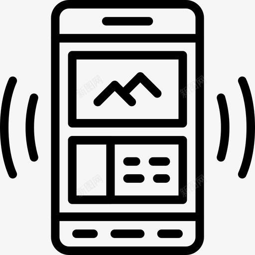 内容应用程序交互图标svg_新图网 https://ixintu.com Pretycons用户界面手机轮廓 交互 图片内容 应用程序 手机 界面
