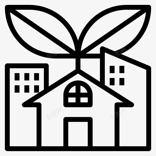 绿色社区生态能源图标svg_新图网 https://ixintu.com 生态 电力 绿色社区 能源