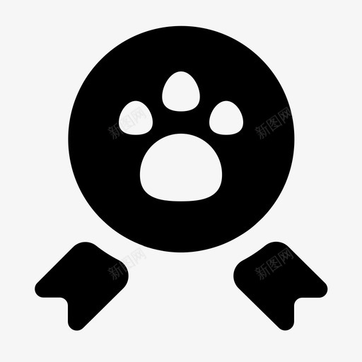 奖章动物爪子印图标svg_新图网 https://ixintu.com 动物 动物圆形 奖章 宠物 爪子印