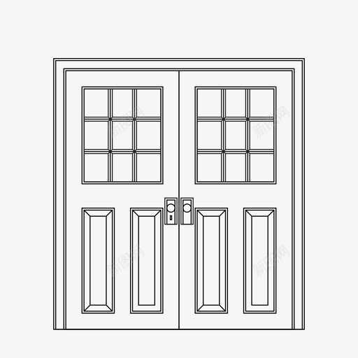 门建筑双门图标svg_新图网 https://ixintu.com 入口立面图 双门 建筑 窗户 立面图 门 面板