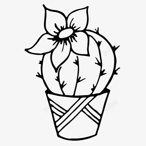 仙人掌花绿色图标svg_新图网 https://ixintu.com 仙人掌 室内植物 植物 绿色 肉质 花