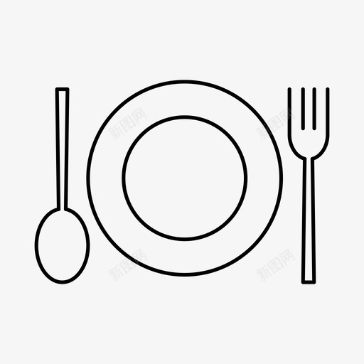 餐盘叉子厨房用具图标svg_新图网 https://ixintu.com 勺子 厨房用具 厨房用具系列 叉子 餐盘
