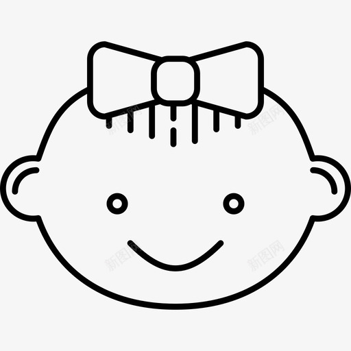 带丝带的女婴婴儿图标套装超薄svg_新图网 https://ixintu.com 婴儿图标套装 带丝带的女婴 超薄