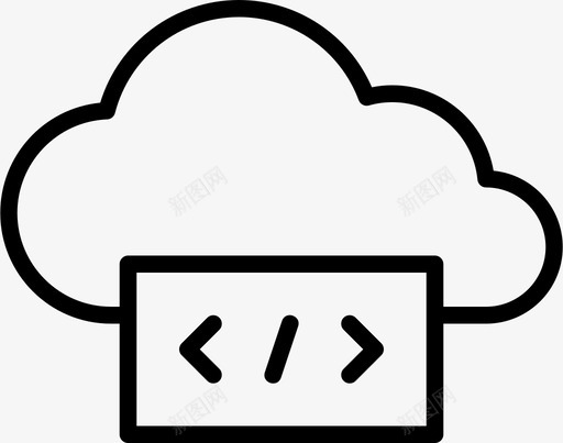 云代码计算图标svg_新图网 https://ixintu.com 云 云连接精简 代码 存储 标记 编程 计算