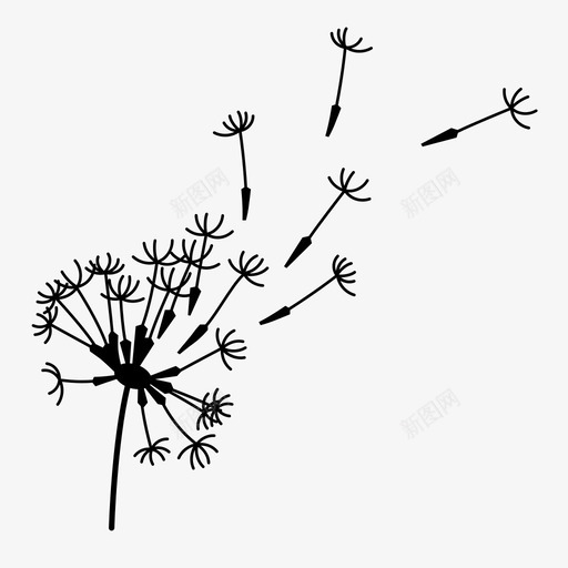 蒲公英飞翔种子图标svg_新图网 https://ixintu.com 愿望 种子 蒲公英 风 飞翔