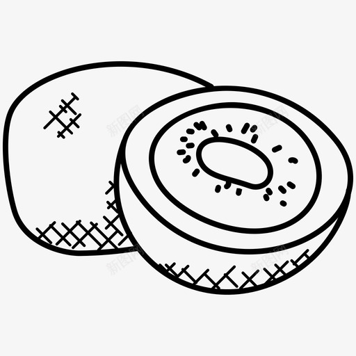 奇异果奇异水果食物图标svg_新图网 https://ixintu.com 健康饮食 奇异果 奇异水果 食物 食物和饮料涂鸦图标