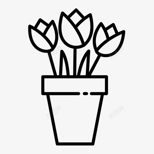 郁金香花自然图标svg_新图网 https://ixintu.com 植物 自然 花 花盆 郁金香