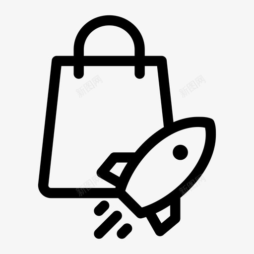 快速购物发射火箭图标svg_新图网 https://ixintu.com 发射 快速购物 火箭 购物袋 运输