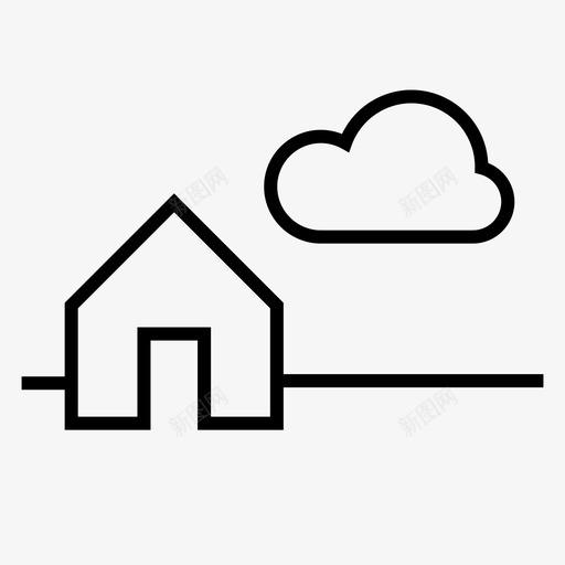 多云天气房子阴天图标svg_新图网 https://ixintu.com 多云天气 小房子 房子 阴天