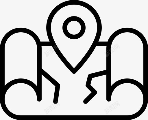 纸质地图位置导航图标svg_新图网 https://ixintu.com 位置 单张 导航 户外露营薄 方位 纸质地图 路线