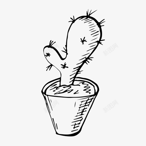 仙人掌花室内植物图标svg_新图网 https://ixintu.com 仙人掌 室内植物 盆栽 素描 花