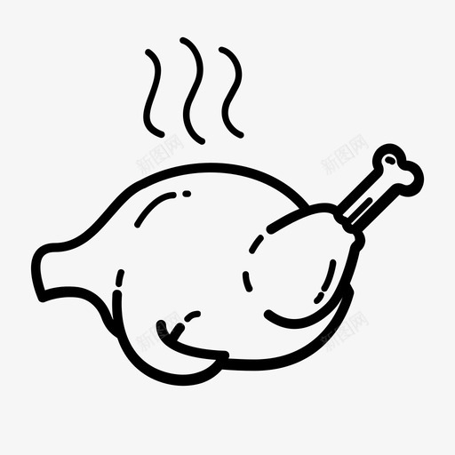 火鸡鸡肉熟的图标svg_新图网 https://ixintu.com 感恩节 温暖 火鸡 烤火鸡 熟的 食物 鸡肉