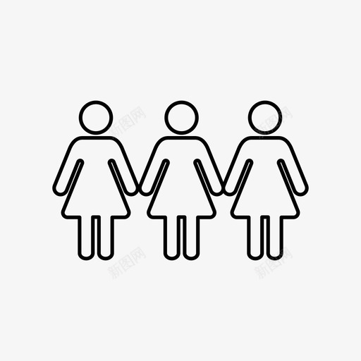 女组人图标svg_新图网 https://ixintu.com 三 人 女 用户 组
