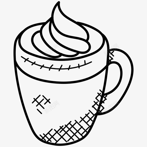 热巧克力面包店甜点图标svg_新图网 https://ixintu.com 热巧克力 甜点 甜食 面包店 食品和饮料涂鸦图标