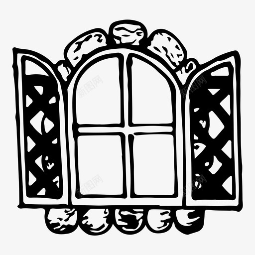 窗户手绘百叶窗图标svg_新图网 https://ixintu.com 手绘 百叶窗 窗户 素描