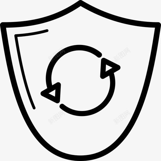 带弧形箭头的盾牌安全通用打印图标svg_新图网 https://ixintu.com 安全 带弧形箭头的盾牌 通用打印