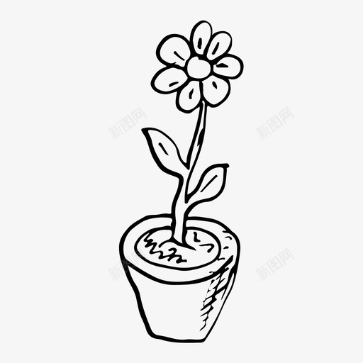 花花盆素描图标svg_新图网 https://ixintu.com 素描 花 花盆