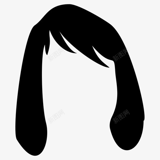 头发短发直发图标svg_新图网 https://ixintu.com 发型 头发 女人 直发 短发