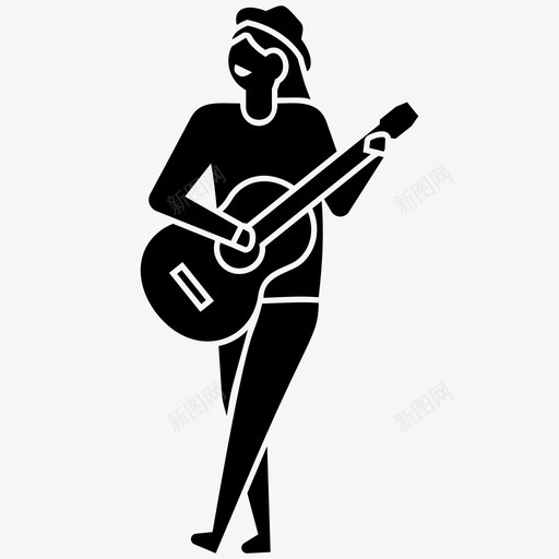 女吉他手表演摇滚乐队图标svg_新图网 https://ixintu.com 人物插画 女吉他手 摇滚乐队 摇滚音乐会 表演