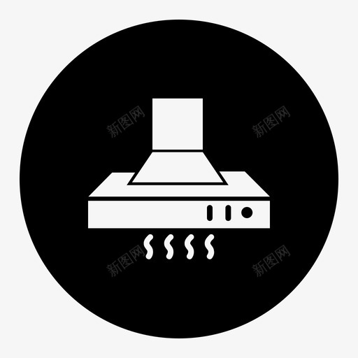 烟囱抽油烟机厨柜图标svg_新图网 https://ixintu.com 厨柜 家电黑圈 抽油烟机 烟囱