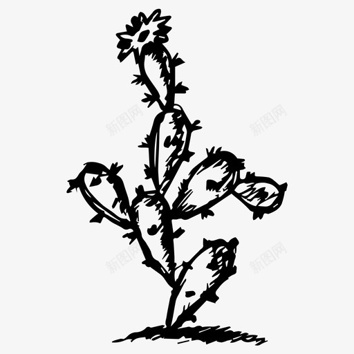 仙人掌手工绘制植物图标svg_新图网 https://ixintu.com 仙人掌 手工绘制 植物 素描