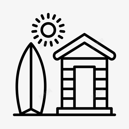 夏天海滩小屋气候图标svg_新图网 https://ixintu.com 冲浪 夏天 季节 气候 海滩小屋