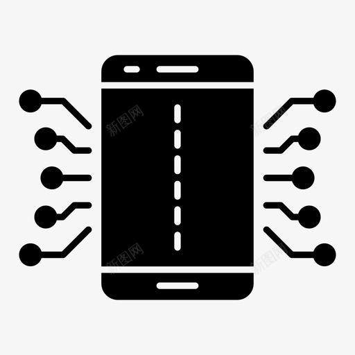 移动电子电路处理器图标svg_新图网 https://ixintu.com 处理器 技术 电子符号 电路 移动电子