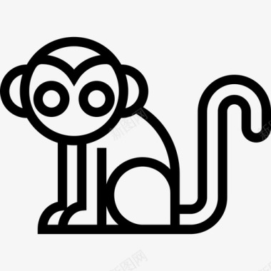 猴子朝左动物可爱的动物图标图标