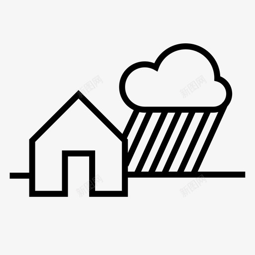 雨房子雷图标svg_新图网 https://ixintu.com 天气 小房子 房子 雨 雷