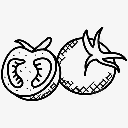 西红柿樱桃番茄烹饪配料图标svg_新图网 https://ixintu.com 健康饮食 樱桃番茄 烹饪配料 营养 蔬菜 西红柿 食物和饮料涂鸦图标