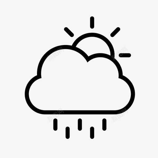 云太阳雨图标svg_新图网 https://ixintu.com 云太阳雨