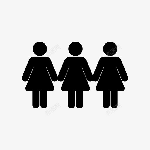 女组人图标svg_新图网 https://ixintu.com 三 人 女 用户 组