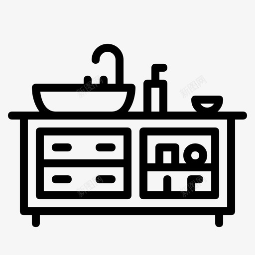 水槽浴缸浴室图标svg_新图网 https://ixintu.com 家具图标 抽屉 水槽 浴室 浴缸