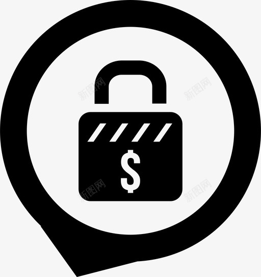 锁钱安全图标svg_新图网 https://ixintu.com 保安 安全 钱 锁