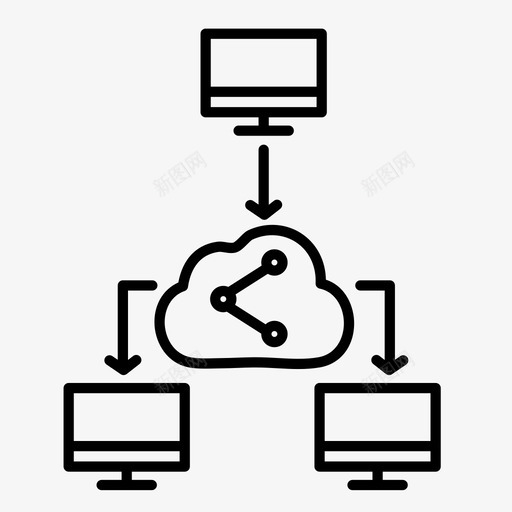 云计算云上传数据交换图标svg_新图网 https://ixintu.com 云上传 云计算 数据交换 数据共享 监控 网页设计线图标