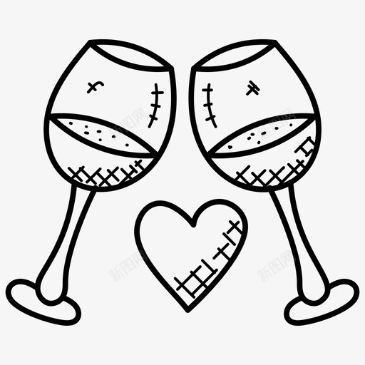 为爱干杯庆祝玻璃杯图标svg_新图网 https://ixintu.com 为爱干杯 庆祝 派对 爱情和浪漫涂鸦图标 玻璃杯 酒杯