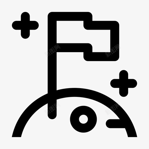 旗帜火星月球图标svg_新图网 https://ixintu.com 太空 旗帜 月球 火星 行星 飞龙图标太空黑线