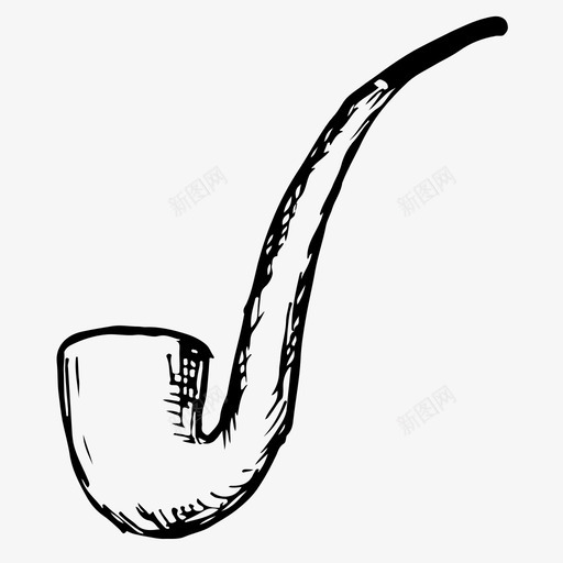 烟斗手绘素描图标svg_新图网 https://ixintu.com 手绘 烟斗 素描