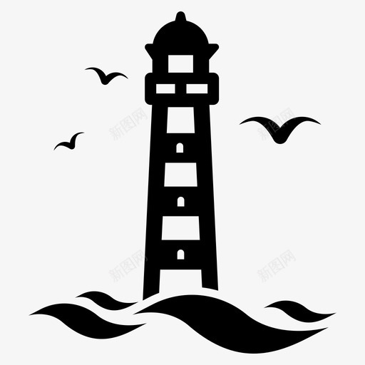 灯塔海岸大海图标svg_新图网 https://ixintu.com 大海 比萨 海岸 海滨 灯塔