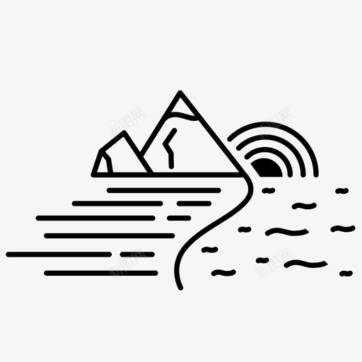 日落海滩风景图标svg_新图网 https://ixintu.com 大海 山脉 日落 海滩 风景