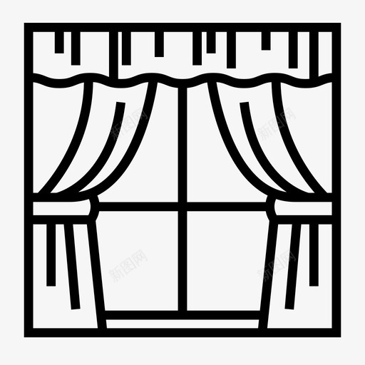 窗帘家居室内图标svg_新图网 https://ixintu.com 室内 家居 窗帘 窗户