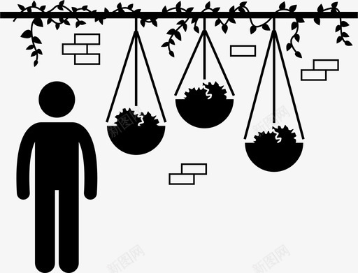 吊壶植物花卉花园图标svg_新图网 https://ixintu.com 吊壶植物 园艺 花卉 花园 花园户外结构固定装饰品 花瓶