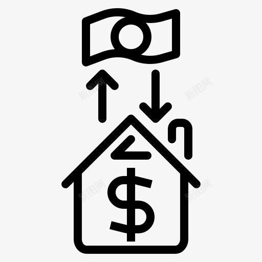 以房换现金贷款租金图标svg_新图网 https://ixintu.com 以房换现金 保险 租金 贷款 销售