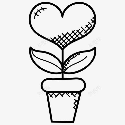 栽心花心花图标svg_新图网 https://ixintu.com 心花 栽心 爱和浪漫涂鸦图标 花