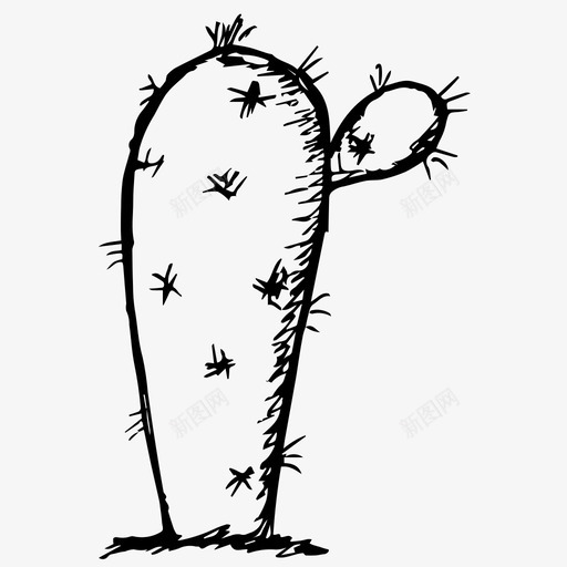 仙人掌植物素描图标svg_新图网 https://ixintu.com 仙人掌 植物 素描